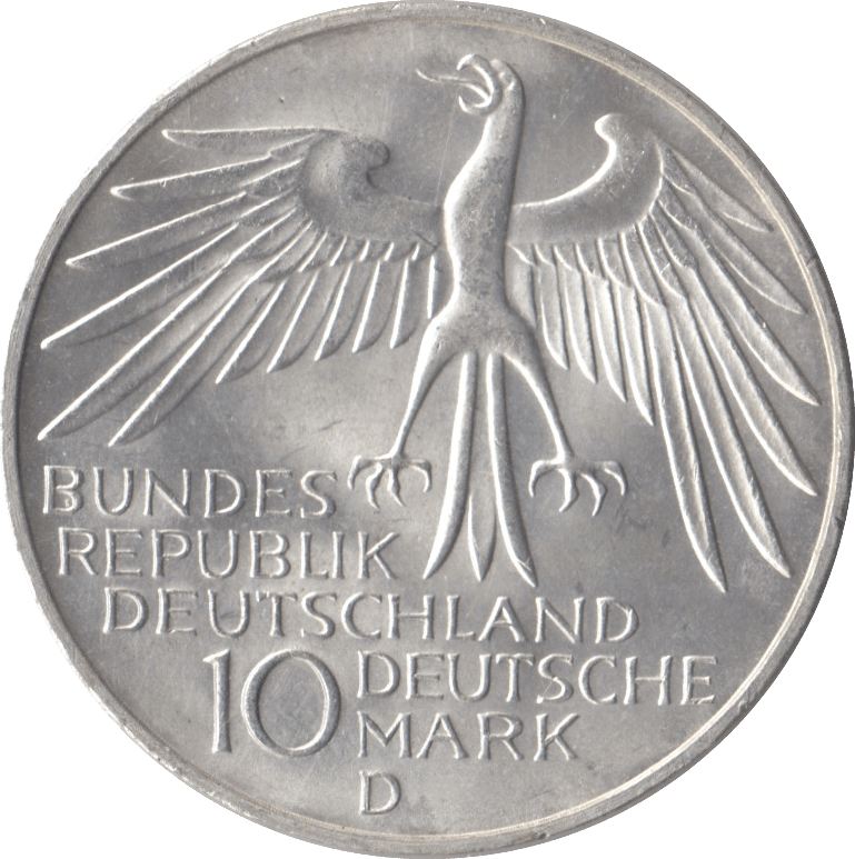 1972 GERMANY OLYMPICS SILVER 10 MARKS - SILVER WORLD COINS - Cambridgeshire Coins