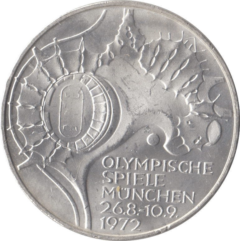 1972 GERMANY OLYMPICS SILVER 10 MARKS - SILVER WORLD COINS - Cambridgeshire Coins