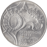 1972 GERMANY OLYMPICS SILVER 10 MARKS - SILVER WORLD COINS - Cambridgeshire Coins