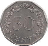 1972 MALTA 50 CENTS - WORLD COINS - Cambridgeshire Coins