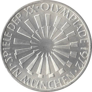 1972 OLYMPIAD SILVER 10 MARKS GERMANY - SILVER WORLD COINS - Cambridgeshire Coins