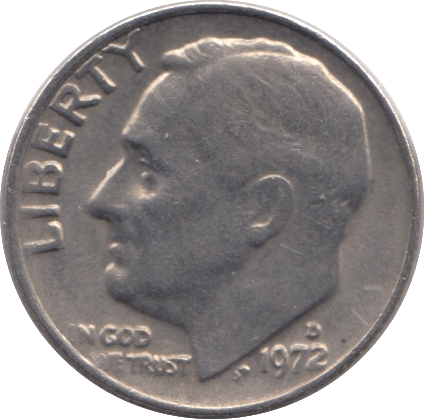 1972 ONE DIME USA - SILVER WORLD COINS - Cambridgeshire Coins