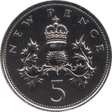 1972 PROOF FIVE PENCE 5P - 5p PROOF - Cambridgeshire Coins