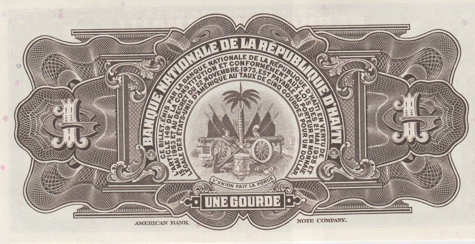 1973 1 GOURDE HAITI BANKNOTE HAITI REF 790 - World Banknotes - Cambridgeshire Coins