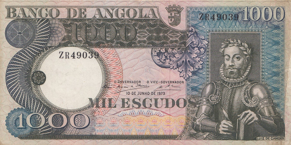 1973 1000 ESCUDOS BANKNOTE ANGOLA ( REF 304 ) - World Banknotes - Cambridgeshire Coins