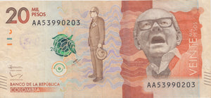 1973 20 PESOS BANKNOTE COLOMBIA REF 690 - World Banknotes - Cambridgeshire Coins