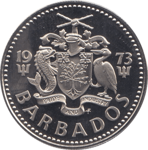 1973 25 CENTS BARBADOS (PROOF) - WORLD COINS - Cambridgeshire Coins