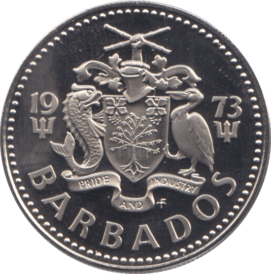 1973 25 CENTS BARBADOS (PROOF) - WORLD COINS - Cambridgeshire Coins