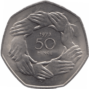 1973 BRILLIANT UNCIRCULATED 50P EEC ENTRY RING OF HANDS - 50p BU - Cambridgeshire Coins
