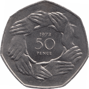 1973 CIRCULATED 50P EEC ENTRY RING OF HANDS - 50P CIRCULATED - Cambridgeshire Coins