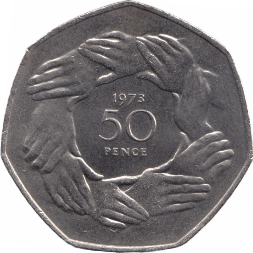1973 CIRCULATED 50P EEC ENTRY RING OF HANDS - 50P CIRCULATED - Cambridgeshire Coins