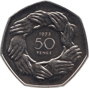 1973 FIFTY PENCE PROOF 50P COIN UK ENTRY TO EEC RING OF HANDS - 50p Proof - Cambridgeshire Coins
