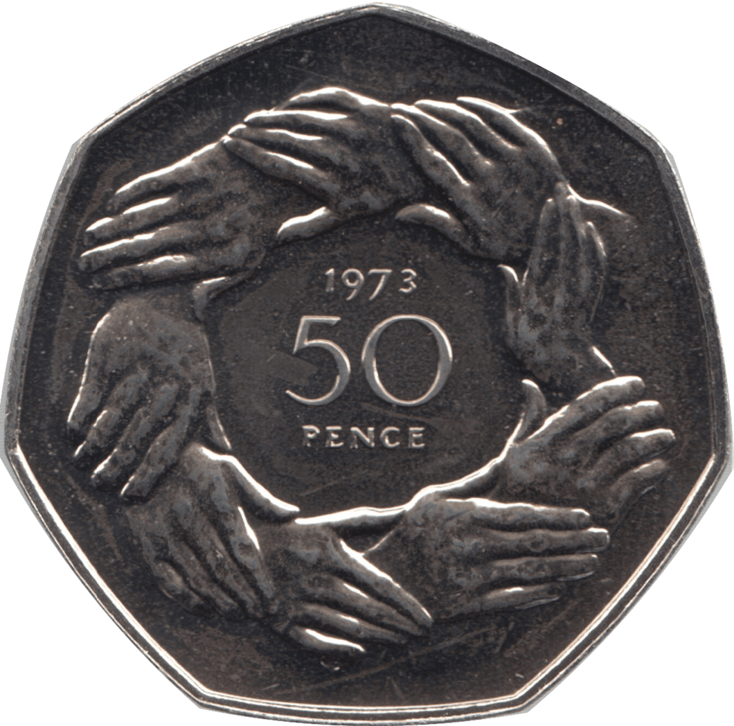 1973 FIFTY PENCE PROOF 50P COIN UK ENTRY TO EEC RING OF HANDS - 50p Proof - Cambridgeshire Coins