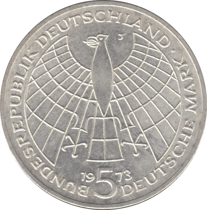 1973 GERMANY SILVER 5 MARKS ( UNC ) - SILVER WORLD COINS - Cambridgeshire Coins