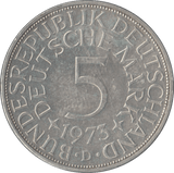 1973 GERMANY SILVER 5 MARKS - SILVER WORLD COINS - Cambridgeshire Coins