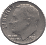 1973 ONE DIME USA - SILVER WORLD COINS - Cambridgeshire Coins