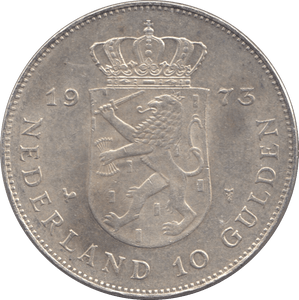 1973 SILVER 10 GULDEN NETHERLANDS 2 - SILVER WORLD COINS - Cambridgeshire Coins
