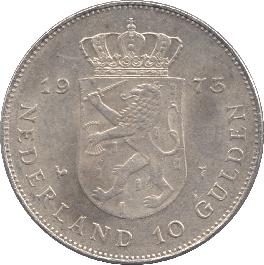 1973 SILVER 10 GULDEN NETHERLANDS 2 - SILVER WORLD COINS - Cambridgeshire Coins