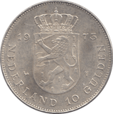 1973 SILVER 10 GULDEN NETHERLANDS 2 - SILVER WORLD COINS - Cambridgeshire Coins