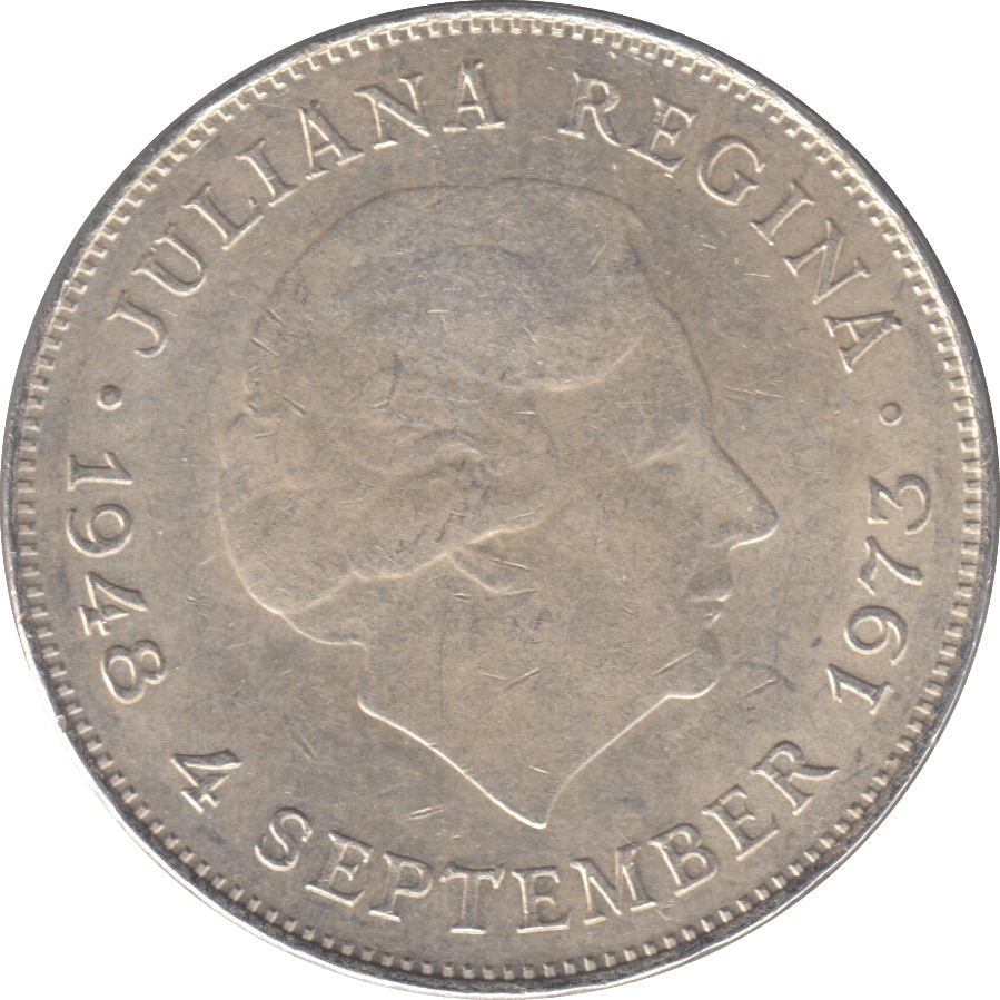 1973 SILVER 10 GULDEN NETHERLANDS - SILVER WORLD COINS - Cambridgeshire Coins