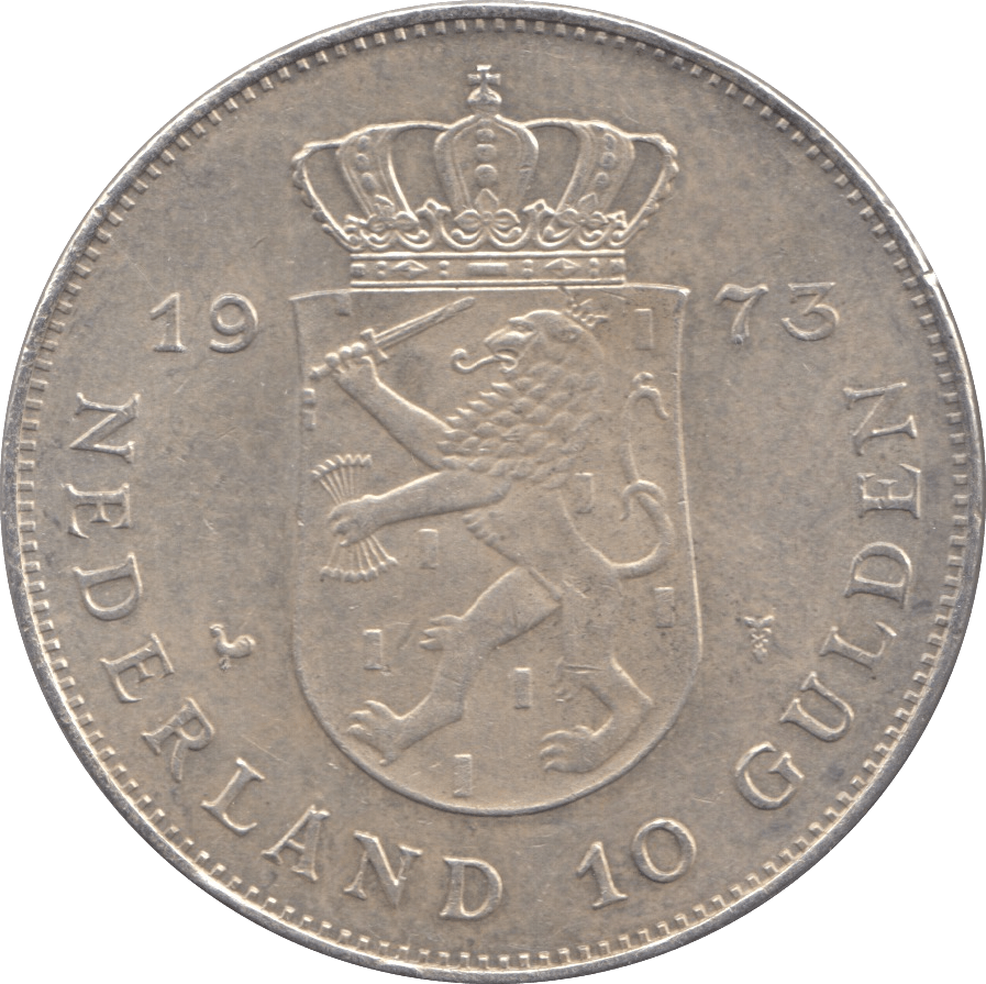 1973 SILVER 10 GULDEN NETHERLANDS - SILVER WORLD COINS - Cambridgeshire Coins