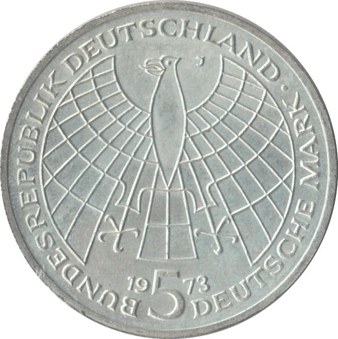 1973 SILVER 5 MARK MINT GERMANY - SILVER WORLD COINS - Cambridgeshire Coins