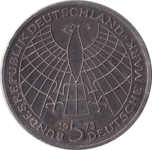 1973 SILVER 5 MARK MINT GERMANY - SILVER WORLD COINS - Cambridgeshire Coins