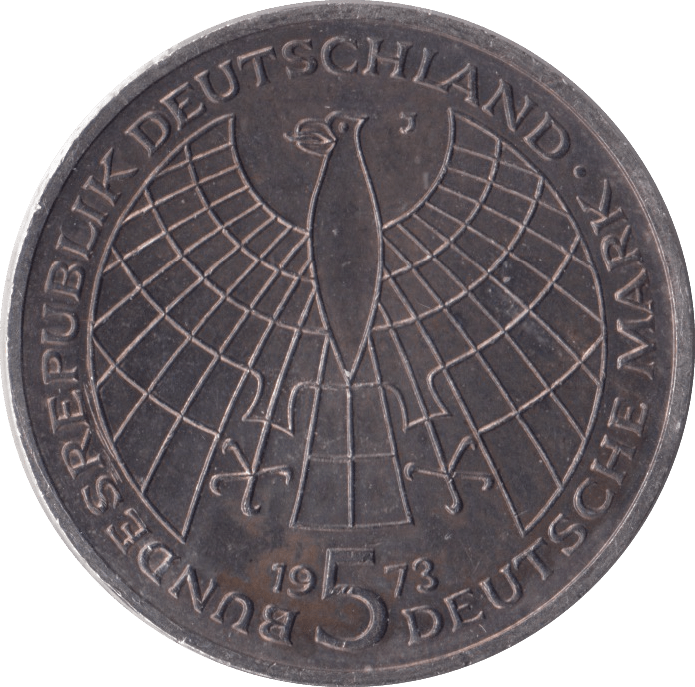 1973 SILVER 5 MARK MINT GERMANY - SILVER WORLD COINS - Cambridgeshire Coins