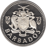 1973 SILVER PROOF FIVE DOLLARS BARBADOS - SILVER WORLD COINS - Cambridgeshire Coins