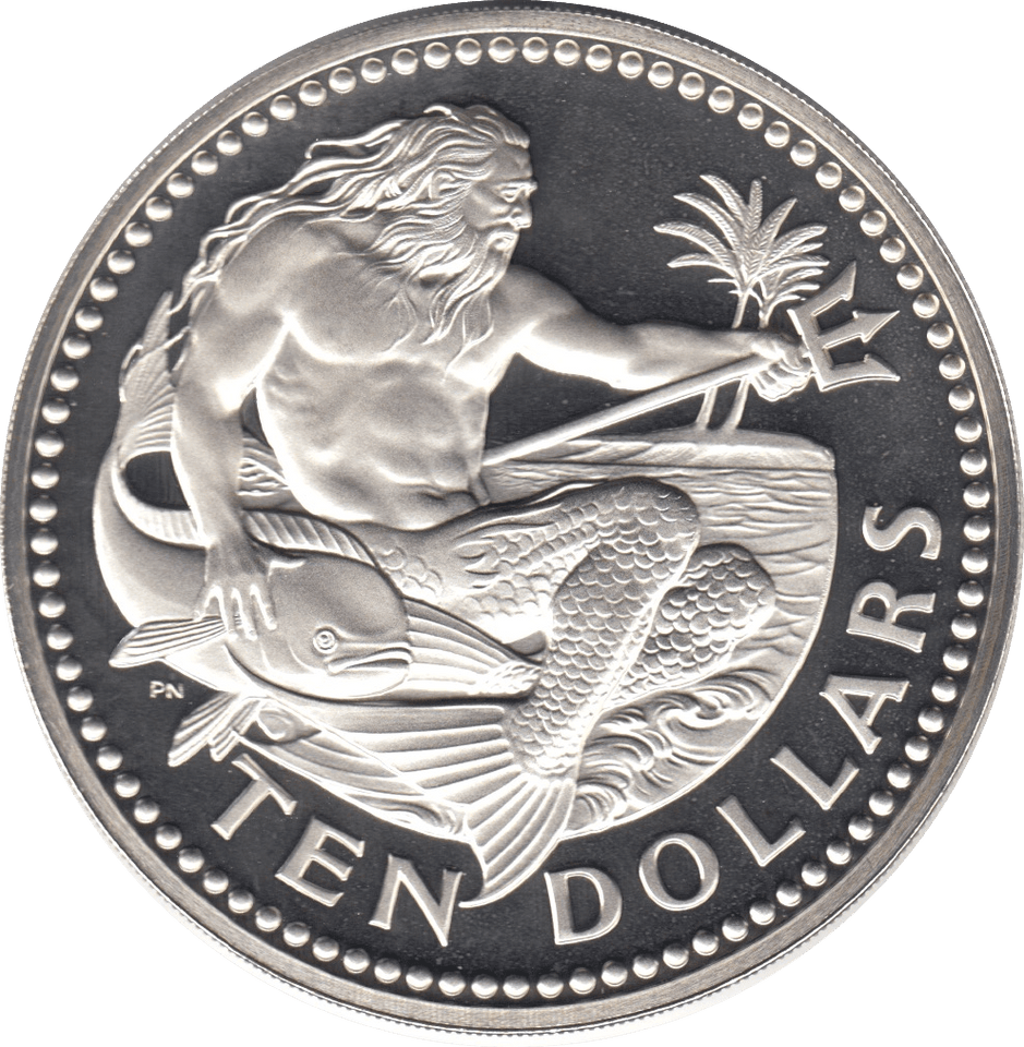 1973 SILVER PROOF TEN DOLLARS BARBADOS - SILVER WORLD COINS - Cambridgeshire Coins