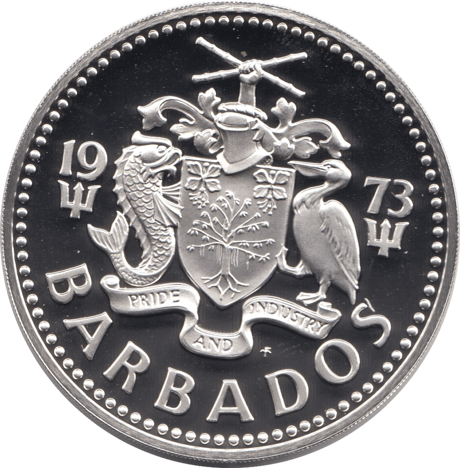 1973 SILVER PROOF TEN DOLLARS BARBADOS - SILVER WORLD COINS - Cambridgeshire Coins