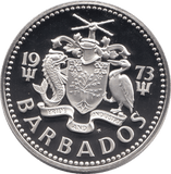 1973 SILVER PROOF TEN DOLLARS BARBADOS - SILVER WORLD COINS - Cambridgeshire Coins
