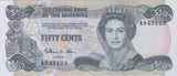 1974 50 CENTS BANK OF BAHAMAS BANKNOTE REF 1449 B - World Banknotes - Cambridgeshire Coins