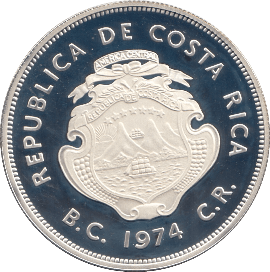 1974 COSTA RICA SILVER 50 COLONES ( PROOF ) - SILVER WORLD COINS - Cambridgeshire Coins