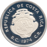 1974 COSTA RICA SILVER 50 COLONES ( PROOF ) - SILVER WORLD COINS - Cambridgeshire Coins