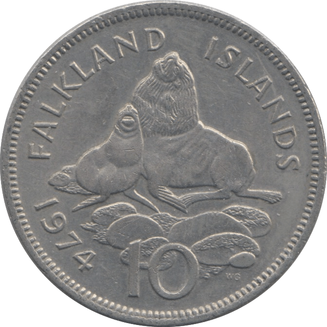 1974 FALKLAND ISLANDS 10 PENCE - WORLD COINS - Cambridgeshire Coins
