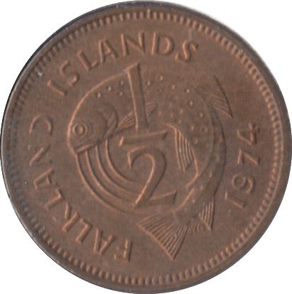 1974 FALKLAND ISLANDS 1/2 PENCE - WORLD COINS - Cambridgeshire Coins
