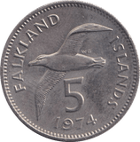 1974 FALKLAND ISLANDS 5 PENCE - WORLD COINS - Cambridgeshire Coins