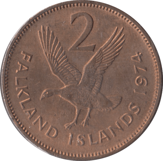 1974 FALKLAND ISLANDS TWO PENCE - WORLD COINS - Cambridgeshire Coins