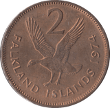 1974 FALKLAND ISLANDS TWO PENCE - WORLD COINS - Cambridgeshire Coins