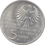 1974 GERMANY SILVER 5 MARKS ( UNC ) - SILVER WORLD COINS - Cambridgeshire Coins