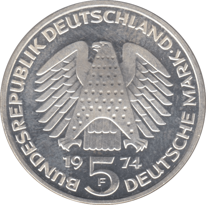 1974 GERMANY SILVER 5 MARKS ( UNC ) - SILVER WORLD COINS - Cambridgeshire Coins