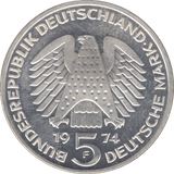 1974 GERMANY SILVER 5 MARKS ( UNC ) - SILVER WORLD COINS - Cambridgeshire Coins
