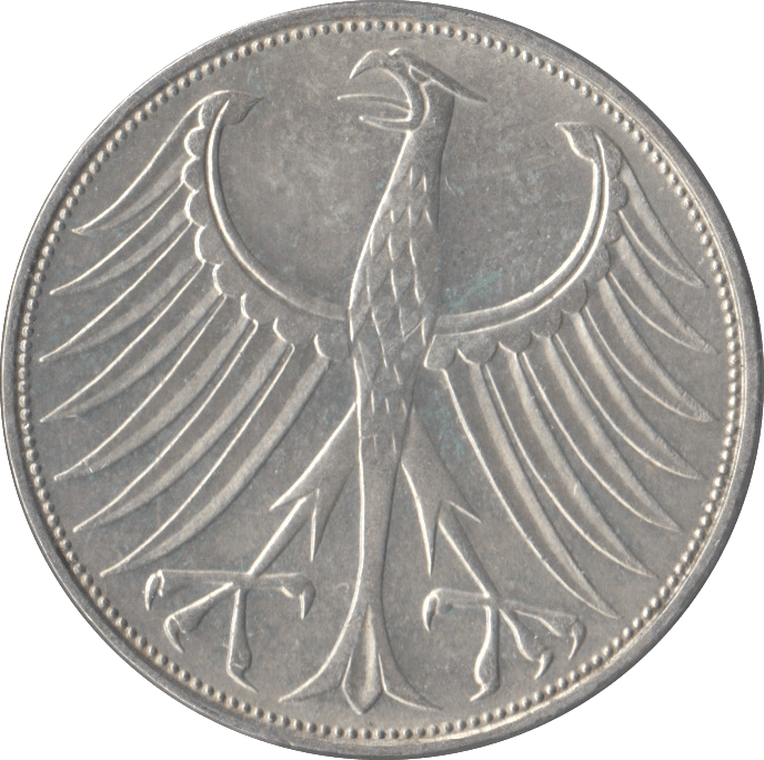 1974 GERMANY SILVER 5 MARKS - SILVER WORLD COINS - Cambridgeshire Coins