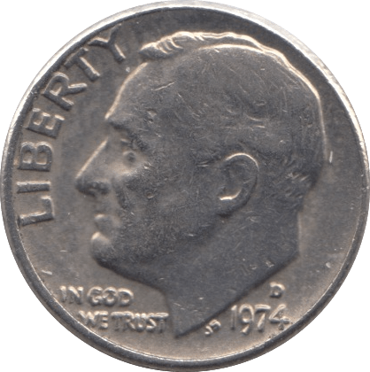 1974 ONE DIME USA - SILVER WORLD COINS - Cambridgeshire Coins