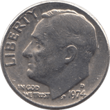 1974 ONE DIME USA - SILVER WORLD COINS - Cambridgeshire Coins