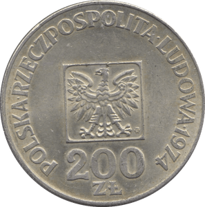 1974 SILVER 200 ZLOTY POLAND - WORLD SILVER COINS - Cambridgeshire Coins