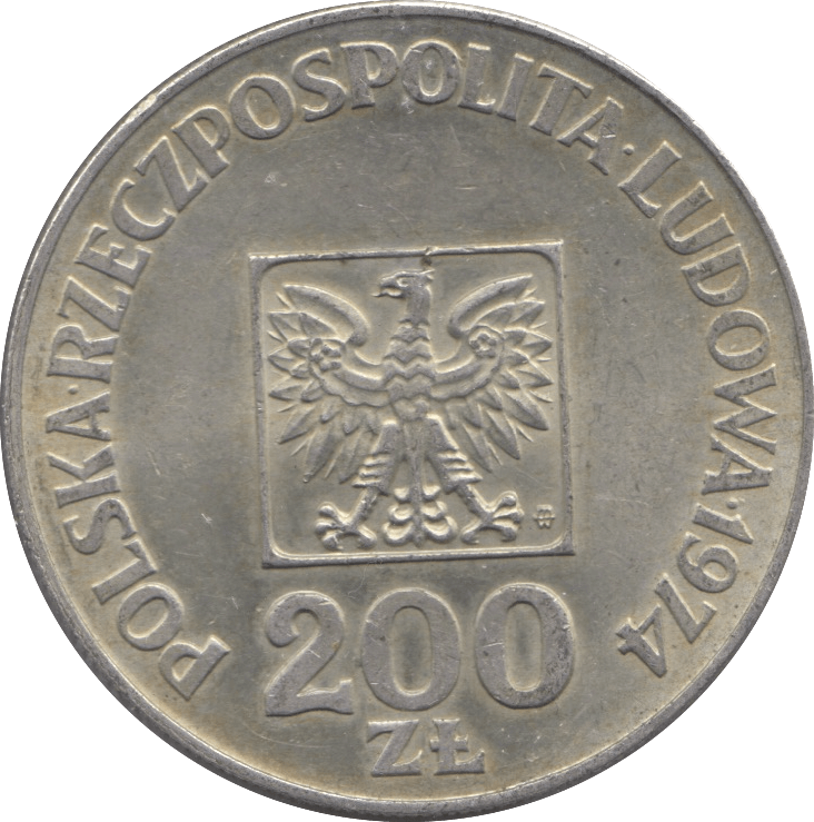 1974 SILVER 200 ZLOTY POLAND - WORLD SILVER COINS - Cambridgeshire Coins