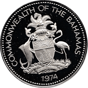 1974 SILVER 5 DOLLARS BAHAMAS ( PROOF ) - SILVER WORLD COINS - Cambridgeshire Coins