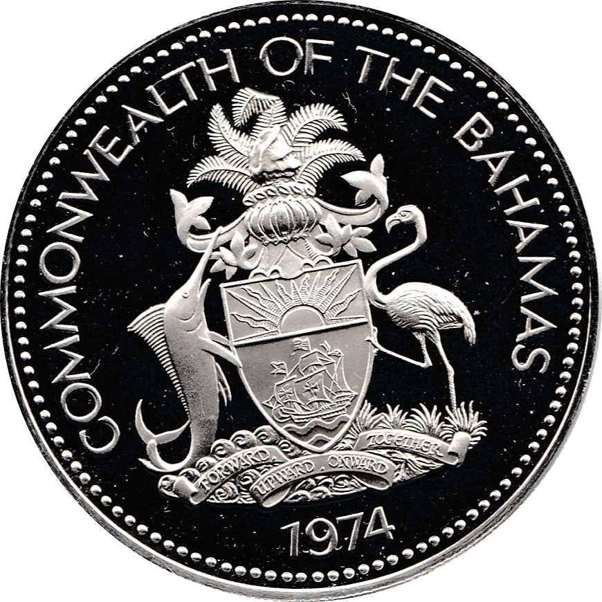1974 SILVER 5 DOLLARS BAHAMAS ( PROOF ) - SILVER WORLD COINS - Cambridgeshire Coins